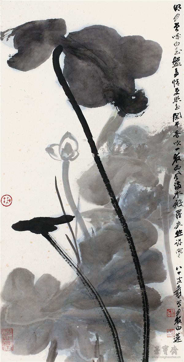 *57張大千月夜白蓮 設(shè)色紙本鏡心