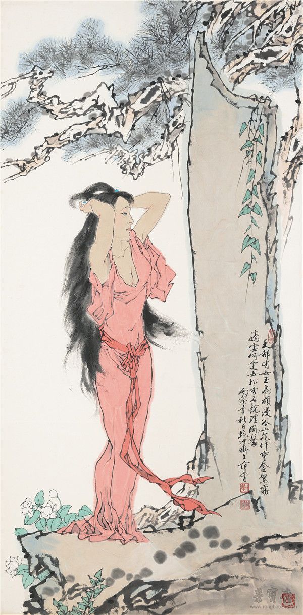 *69范曾b.1938 天女梳妝 設(shè)色紙本立軸